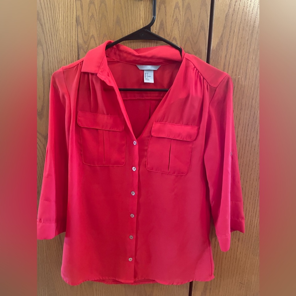 Women’s 3/4 sleeve button down blouse